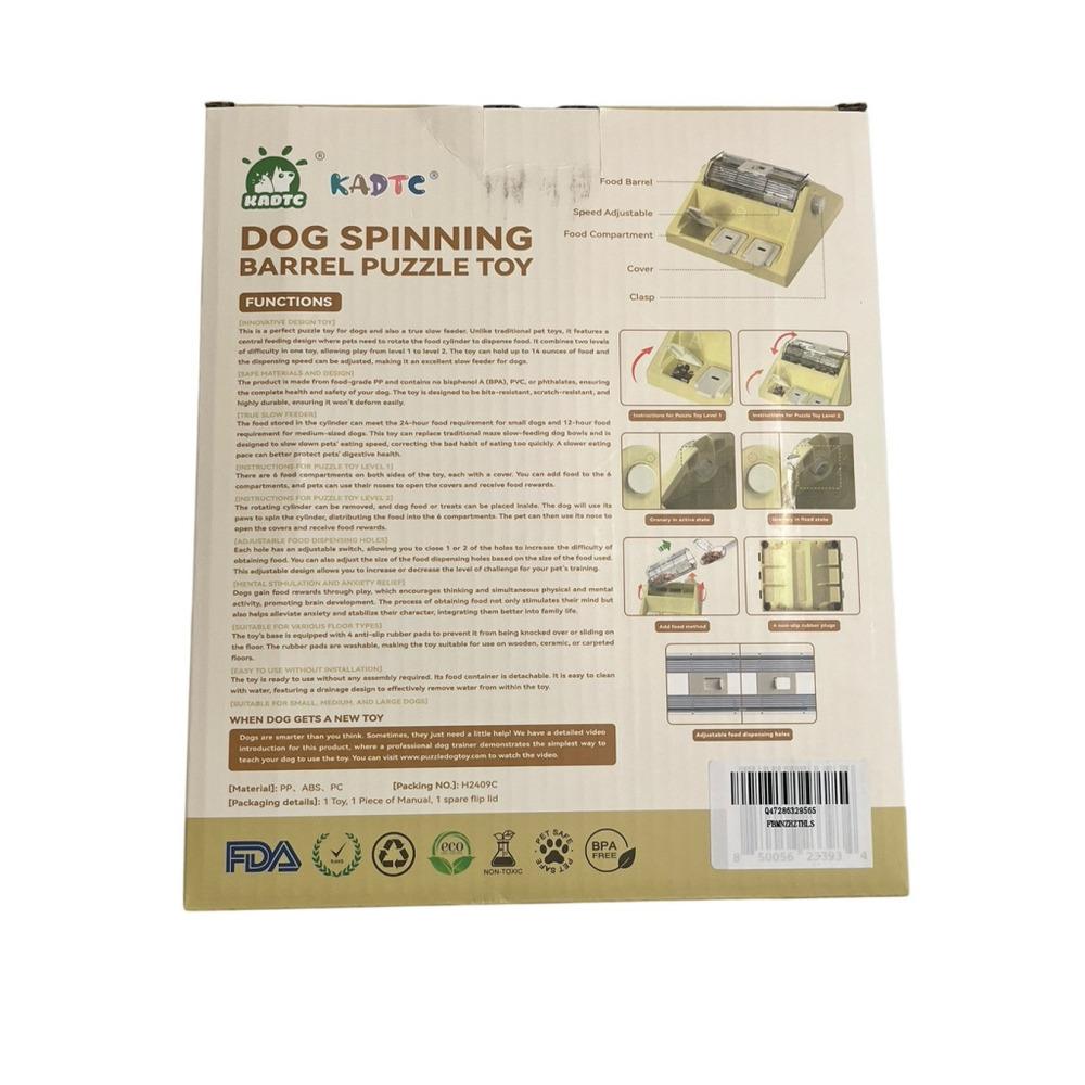 KADTC Dog Spinning Barrel Puzzle Slow Feeder Toy NEW - Picture 15 of 15